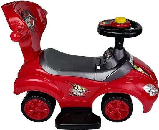 Lean Toys Мега Количка Езда На С Ръкохватка За Родител За 12+ Месеца Червена