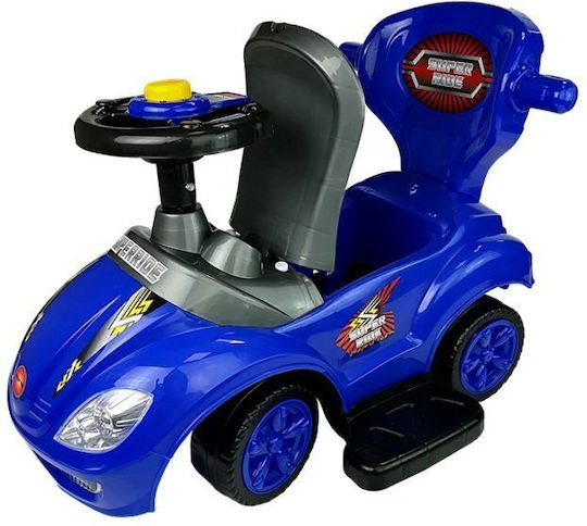 Lean Toys Mașină Ride On Cu Mâner Pentru Părinți Pentru 12+ Luni Albastră