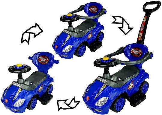 Lean Toys Mașină Ride On Cu Mâner Pentru Părinți Pentru 12+ Luni Albastră