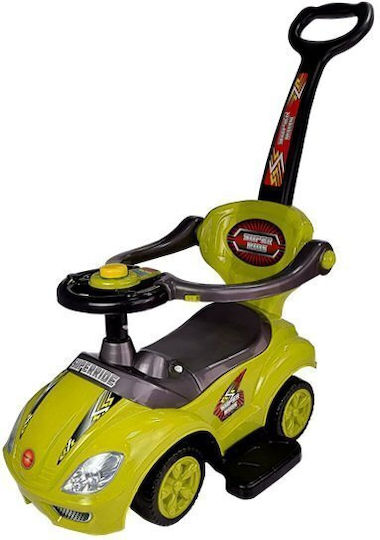 Lean Toys Mega Car Baby Push Walker Ride On with Parental Handle for 12+ Months Yellow