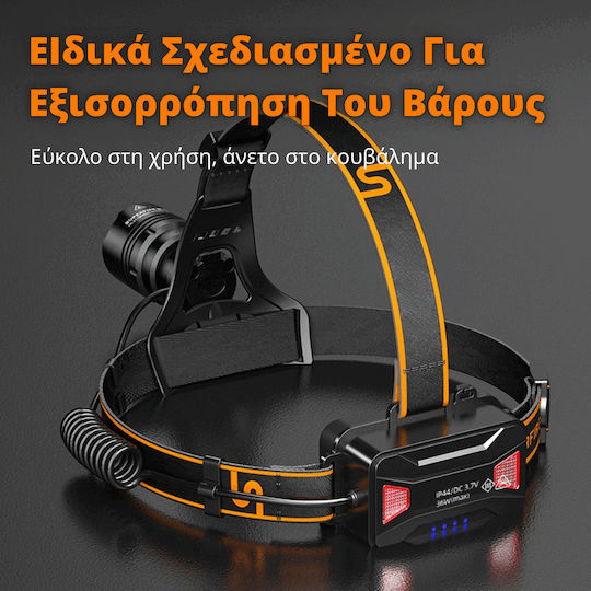 Ledholics Rechargeable Headlamp IP44 with Maximum Brightness 2200lm