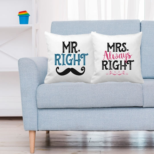 VOUR Zierkissen Mr Right - Mrs Always Right Polyester 2 Stück 40x40 cm