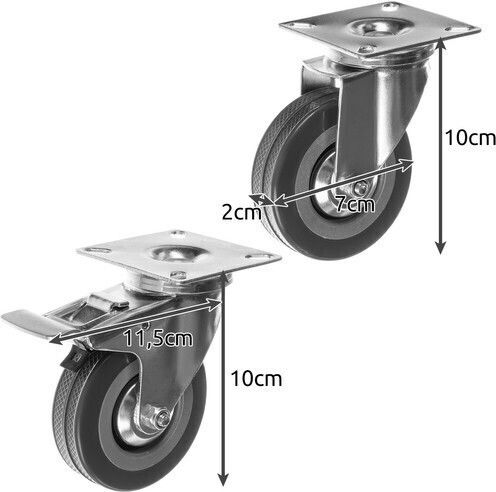 Malatec Furniture Wheel made of Metal in Gray Color 6.5x6.5x10cm 4pcs