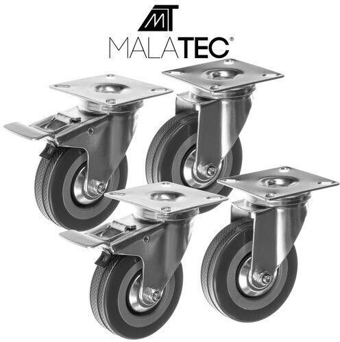 Malatec Furniture Wheel made of Metal in Gray Color 6.5x6.5x10cm 4pcs