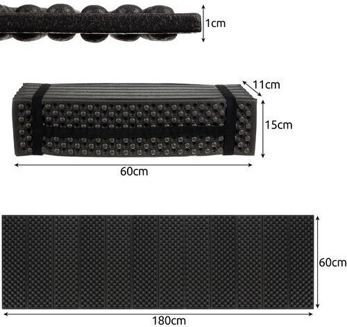 Trizand Foam Single Camping Sleeping Mat 180x60cm Thickness 1cm in Black color