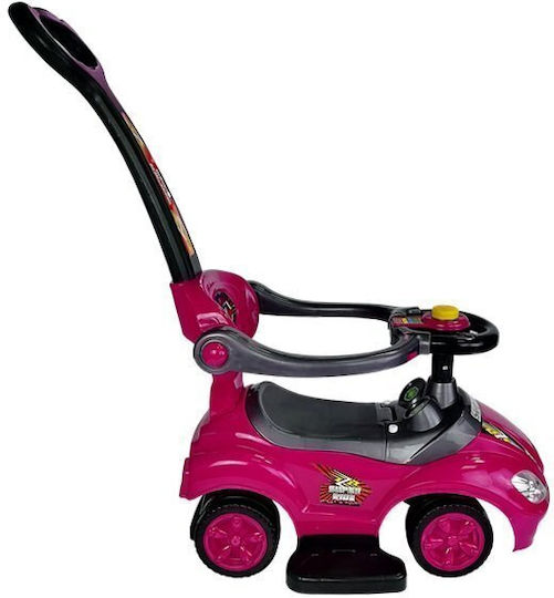 Lean Toys Мега Количка Езда На С Ръкохватка За Родител За 12+ Месеца Розова