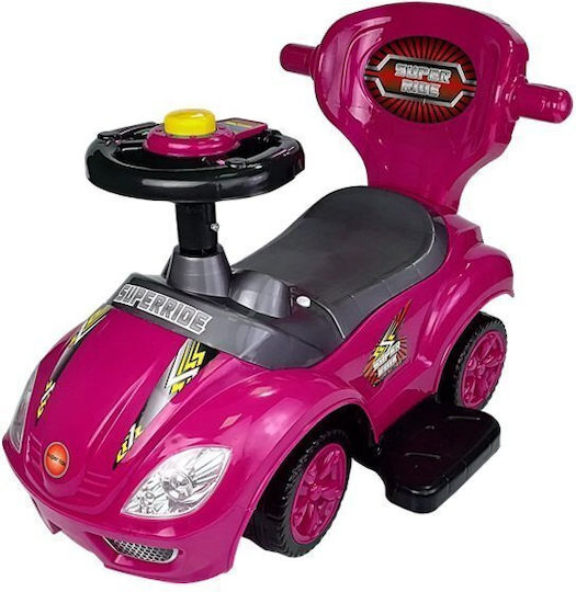 Lean Toys Мега Количка Езда На С Ръкохватка За Родител За 12+ Месеца Розова