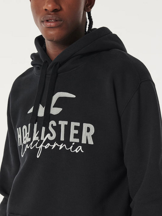 Hollister Hanorac pentru bărbați cu glugă Negru