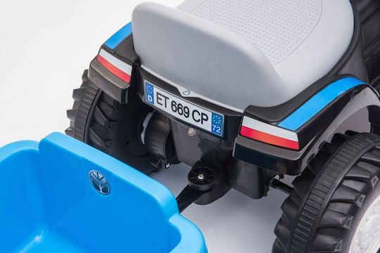 Tractor Pentru Copii De La Picior La Podea Cu Remorcă Și Pedale Albastru