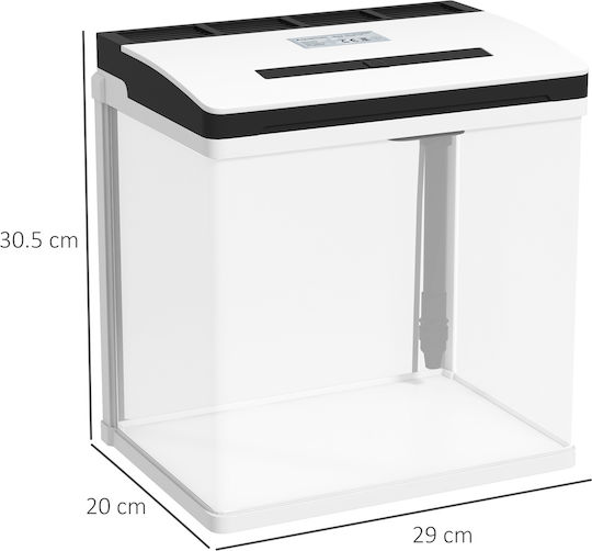 Pawhut Fish Aquarium Capacity 13L with Lighting 61x20x30.5cm White