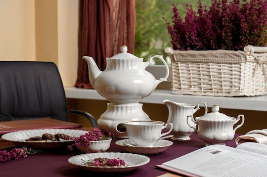 Cryspo Trio Ivona Tea Set with Cup Porcelain Beige 9pcs