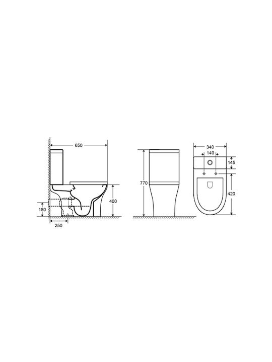 Design Ceramica Verona Stehende Toilette mit Spülung mit Deckel Sanftes Schließen Weiße