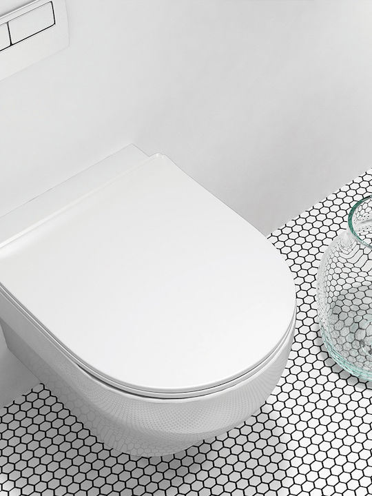 Orabella Olympia Clear Wandhängende Toilette Randlos mit Schlank Deckel Sanftes Schließen Nero Matt