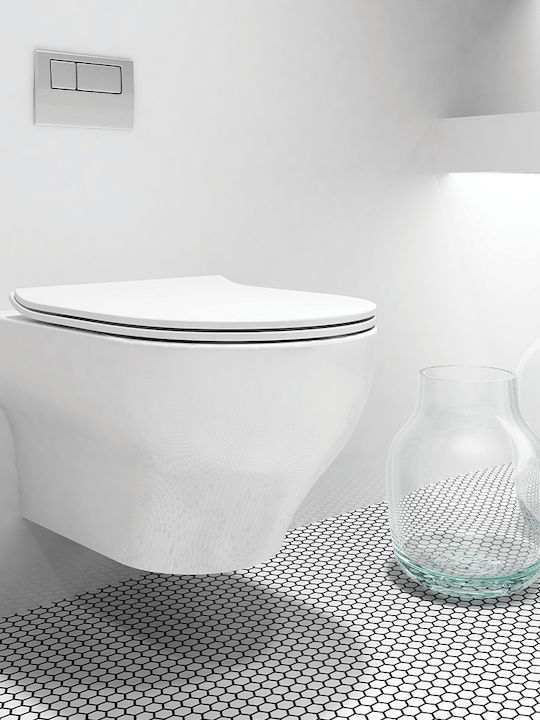 Orabella Olympia Clear Wandhängende Toilette Randlos mit Schlank Deckel Sanftes Schließen Nero Matt