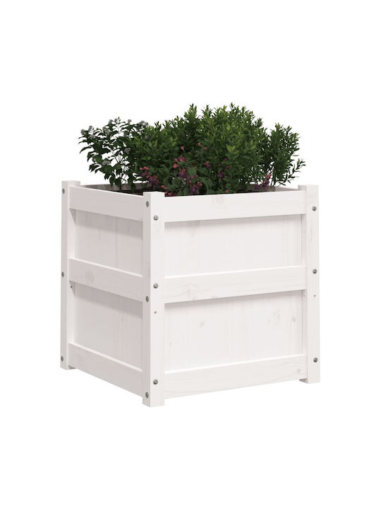 vidaXL Lemn masiv Planter Box Lemn Alb 50x50x50cm.