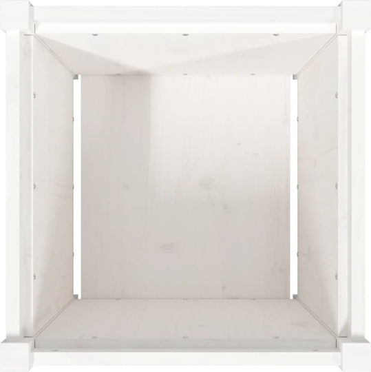 vidaXL Solid Wood Planter Box Wooden White 50x50x50cm.