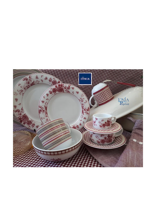 Ιωνία Εξοχή Plate Shallow Porcelain Ριγέ with Diameter 27cm 1pcs