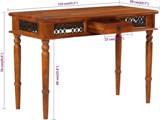 Schreibtisch aus Massivholz Beige 110x50x76cm