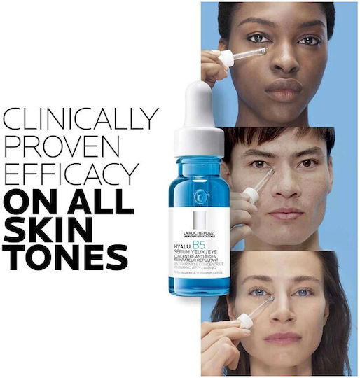 La Roche Posay Hyalu B5 & Ser pentru ochi Hyalu Β5 5ml Calmante & Anti-îmbătrânire Serum Față & Ochi cu Acid hialuronic & Vitamina B5 pentru Reîntinerire 2x30ml