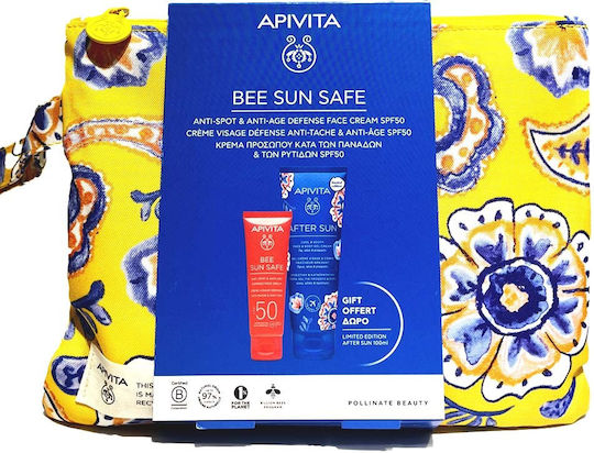 Apivita Bee Sun Safe Anti-Spot & Anti-Age Face Cream SPF50 50ml & After Sun 100ml Set with Sunscreen Face Cream & After Sun