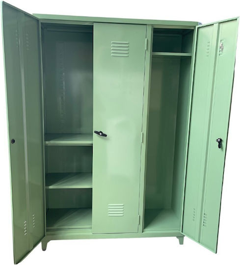Three-Leaf Metallic Galvanized Cabinet with Locking Capability 175x45x120 cm