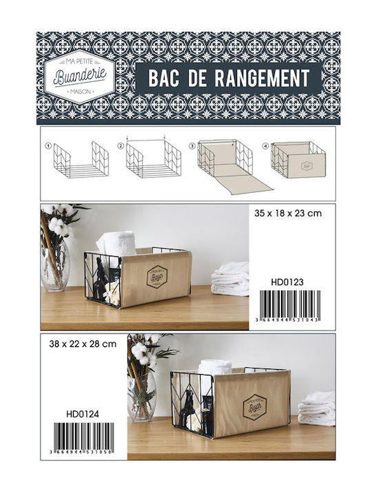 The Home Deco Factory Καλάθι Αποθήκευσης Υφασμάτινο Μαύρο 38x22x28cm