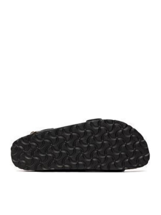 Milano Leather Women's Flat Sandals with Strap in Black Color Narrow Fit