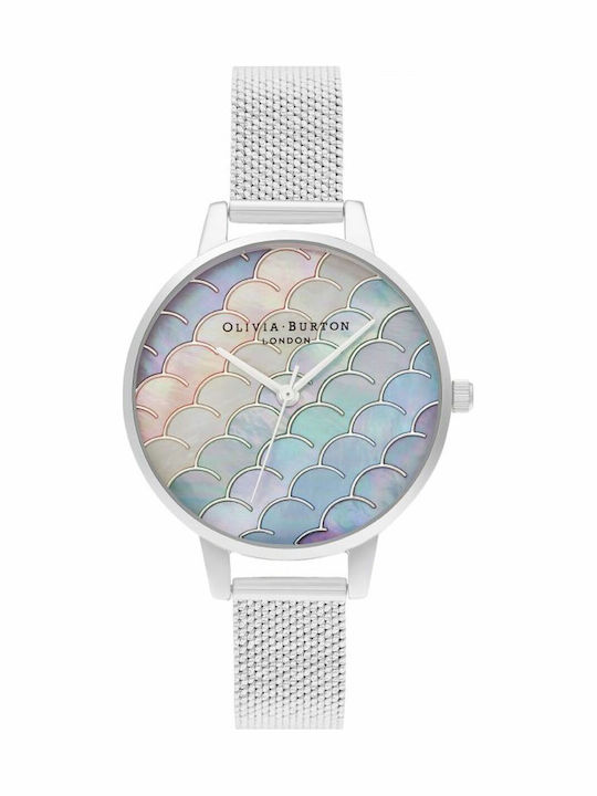 Olivia Burton Γυναικείο Ρολόι 34mm Μπαταρίας με Ασημί Μεταλλικό Μπρασελέ
