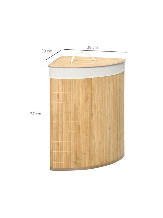 HomCom Laundry Basket Bamboo 55L with Cap 38x38x57cm