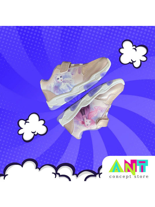 Frozen Παιδικά Sneakers με Σκρατς Ροζ-Χρυσό