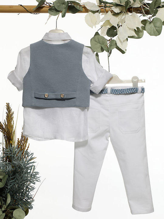 Mi Chiamo Costum de Botez cu Vestă pentru Băiat Bej