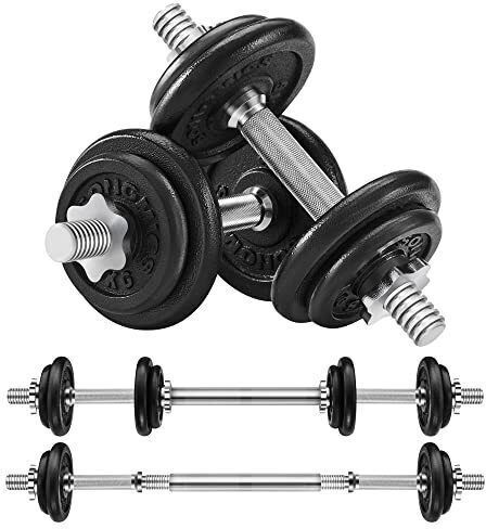 Songmics Set de gantere cu bară, greutate totală 20kg