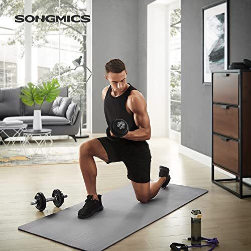 Songmics Set de gantere cu bară, greutate totală 20kg