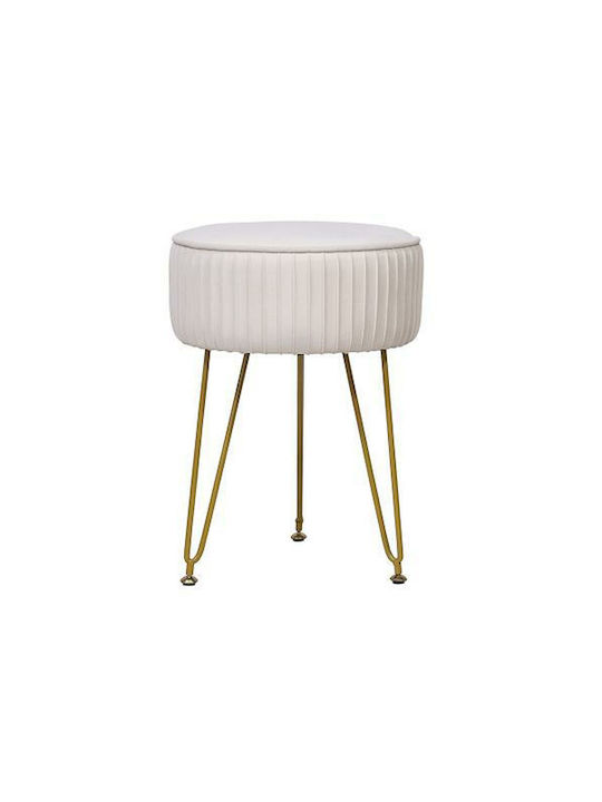 Stool For Living Room Upholstered with Fabric White 34.5x34.5x48cm