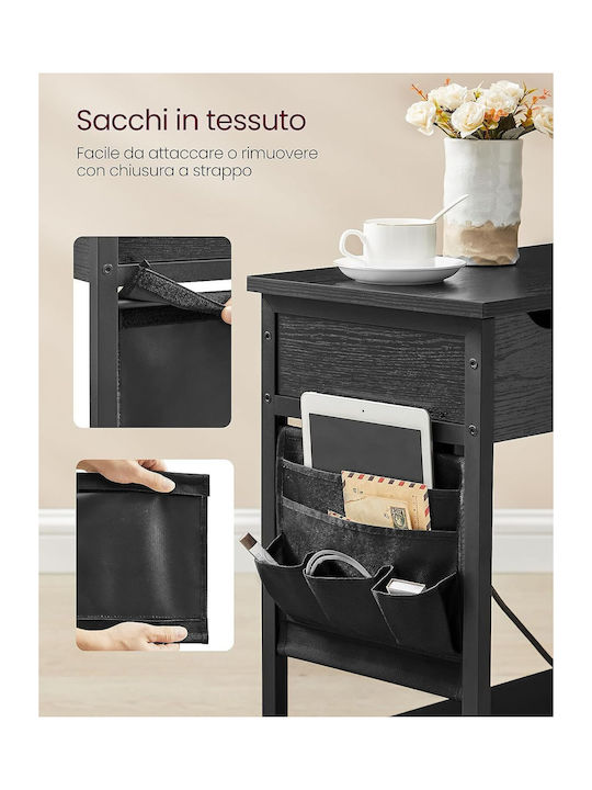 Rectangular Side Coffee Table Wooden Black Wood Effect W60xD31.5xH60cm