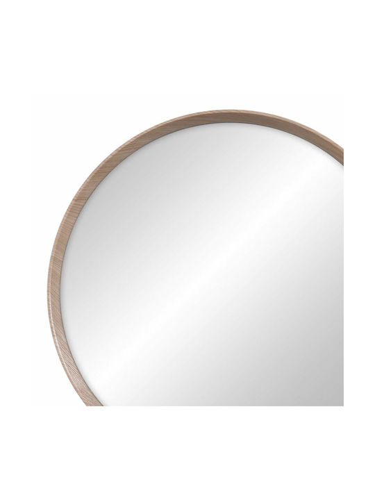 BigBuy Wall Mirror with Beige Wooden Frame Diameter 74cm 1pcs