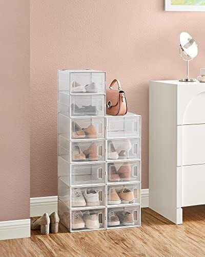 Songmics Plastic Storage Box for Shoes 12 Pieces
