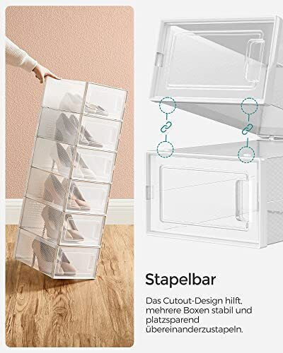 Songmics Plastic Storage Box for Shoes 12 Pieces