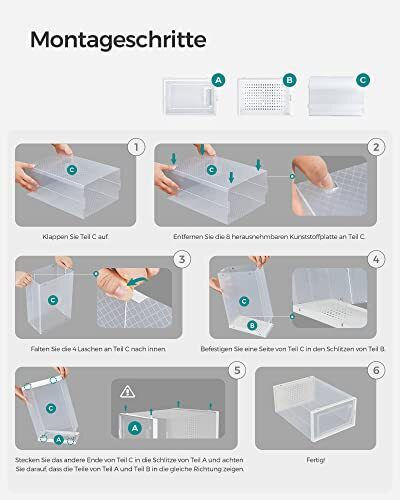 Songmics Plastic Storage Box for Shoes 12 Pieces