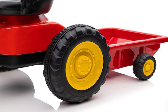 Tractor pentru copii De la picior la podea cu caruta si pedala Roșu
