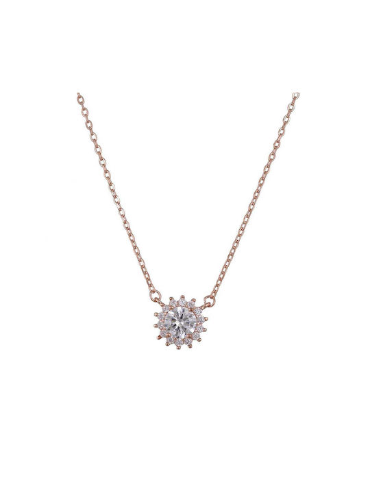 Necklace Rosette from Silver with Zircon