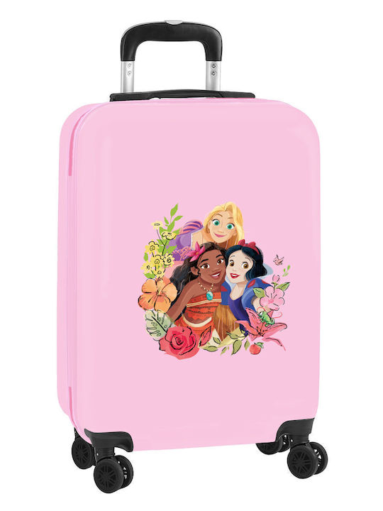 Disney Princesses Παιδική Βαλίτσα Ταξιδίου Καμπίνας Σκληρή Ροζ με 4 Ρόδες Ύψους 55εκ.