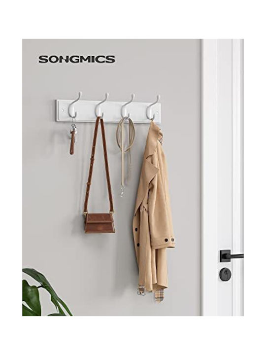 Songmics Metal Wall Hanger 8 Hooks White 40x7x9cm