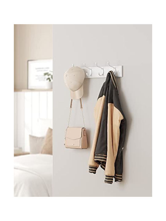 Songmics Metal Wall Hanger 8 Hooks White 40x7x9cm