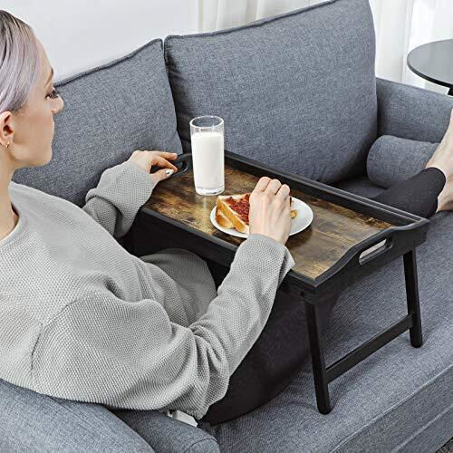 Songmics Bamboo Rectangular Bed Tray made of Bamboo with Handles in Brown Color 50x30x26cm LLD106B01 1pcs