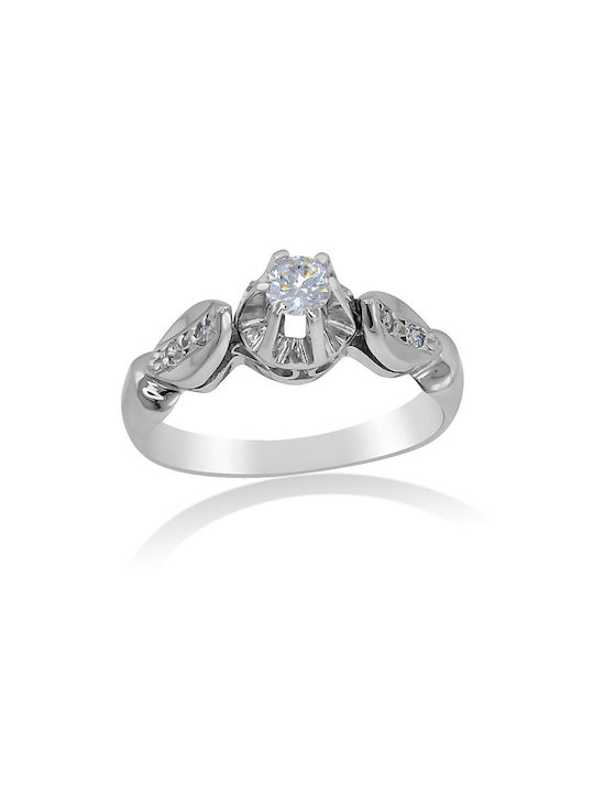 Antwnakakis Single Stone from White Gold 14K