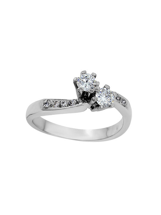 Antwnakakis Single Stone from White Gold 14K