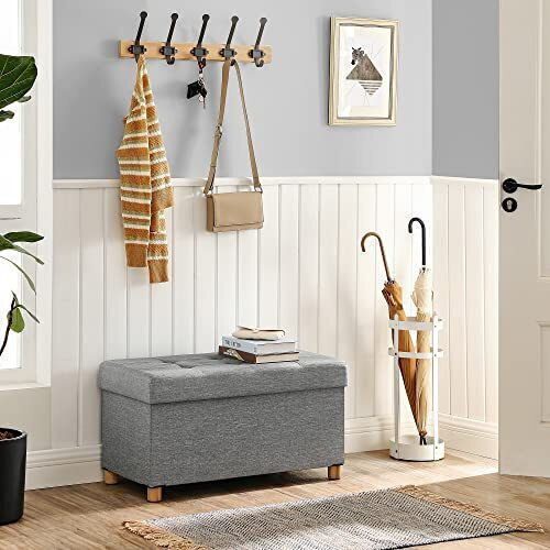 Hocker Bankhocker Mit Stauraum Hölzernes Gray 76x38x40cm