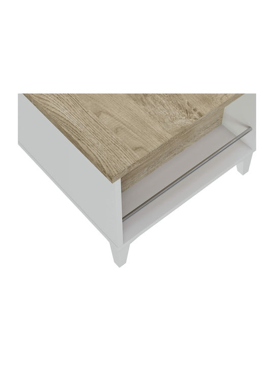 Eik Rectangular Wooden Coffee Table with Lift Top White L100xW50xH42cm