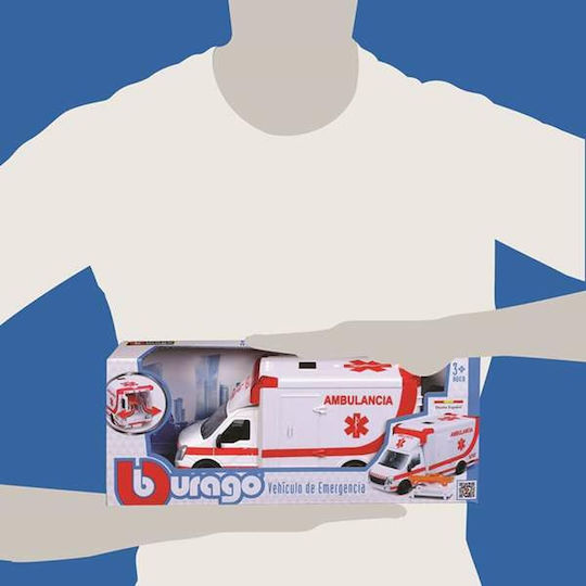 Bburago Mașinuță Albă - Roșie 1:43 Ambulanță pentru 3+ Ani